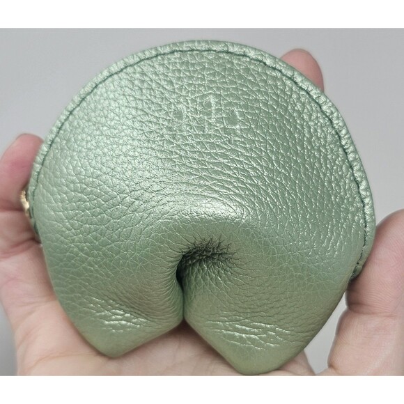 Portland Leather Goods Mini Fortune Cookie Coin Pouch Mint Metallic Green NWOT - Picture 2 of 10